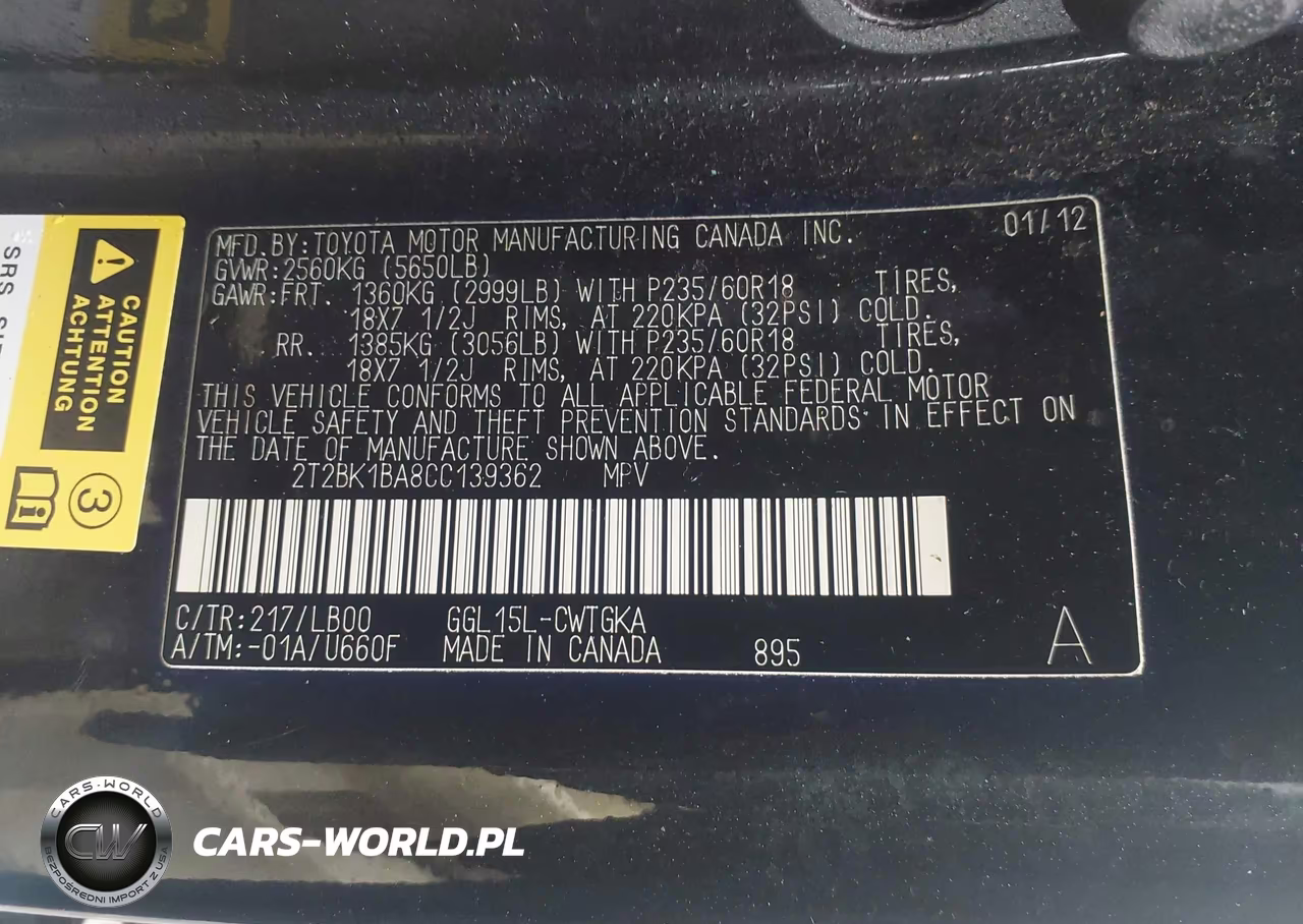 2012 Lexus Rx 350 VIN:2T2BK1BA8CC139362 - 9