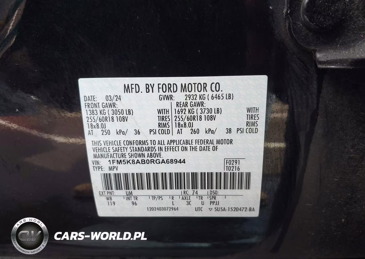 2024 Ford Police Interceptor Utility VIN:1FM5K8AB0RGA68944 - 9