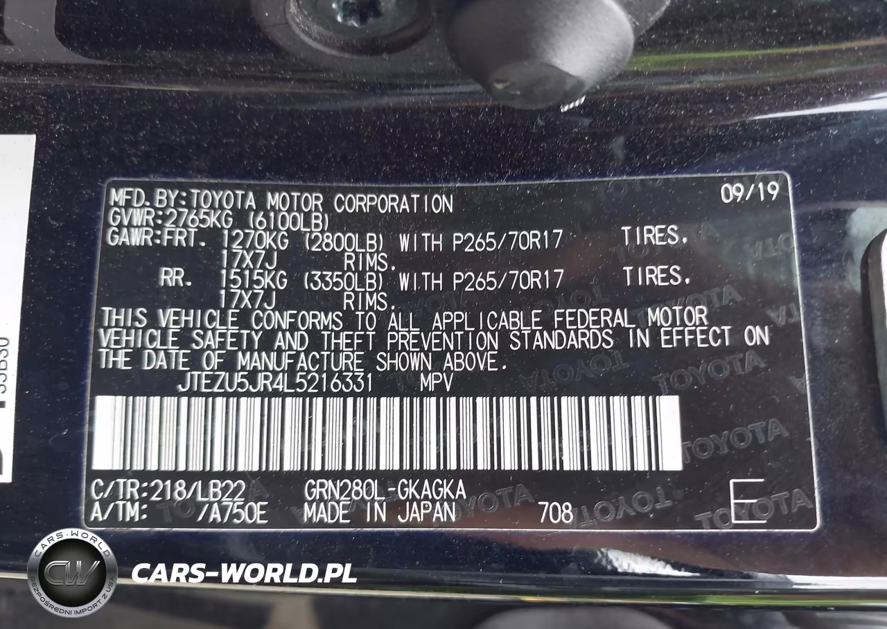 2020 Toyota 4Runner Sr5 Premium VIN:JTEZU5JR4L5216331 - 9