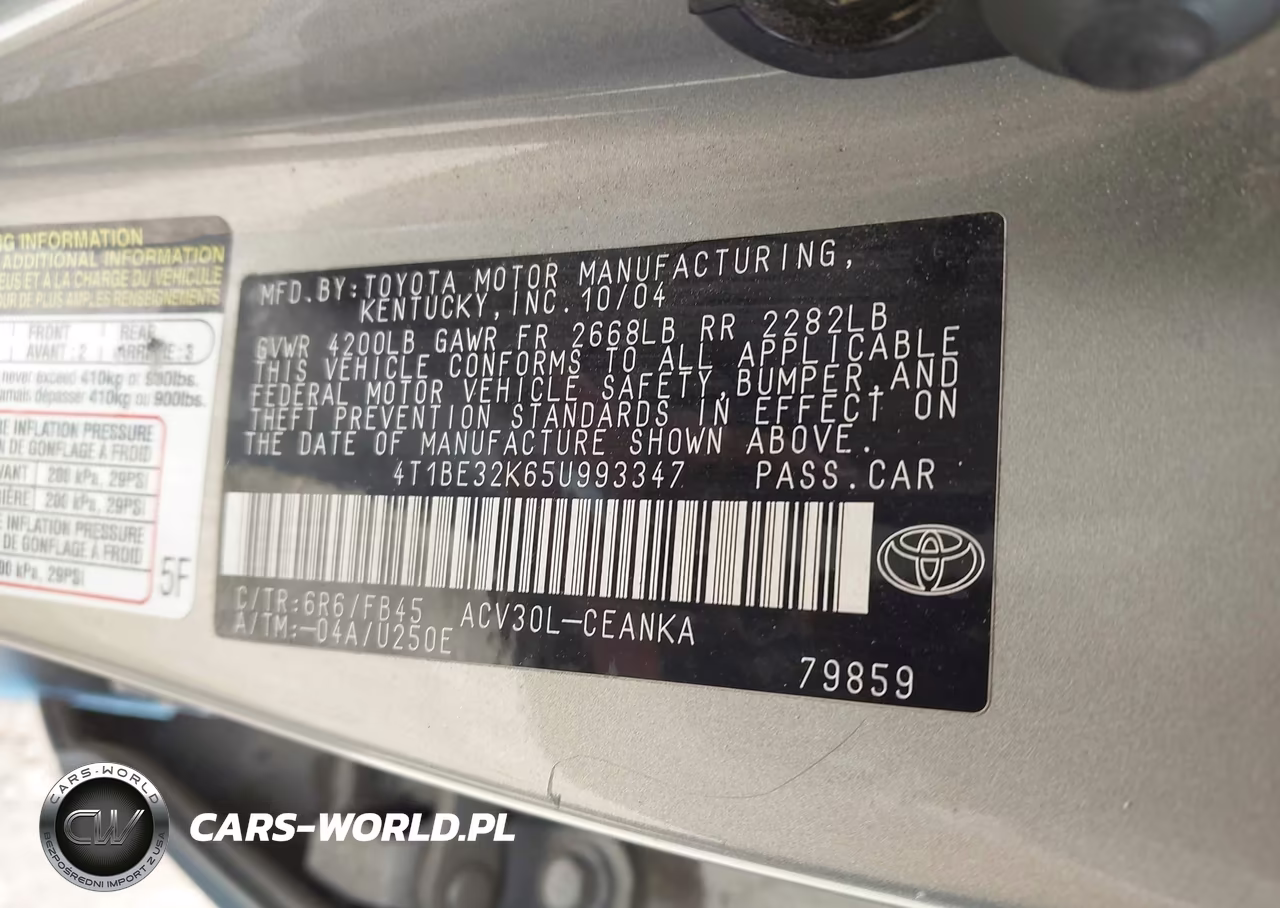 2005 Toyota Camry Le VIN:4T1BE32K65U993347 - 9