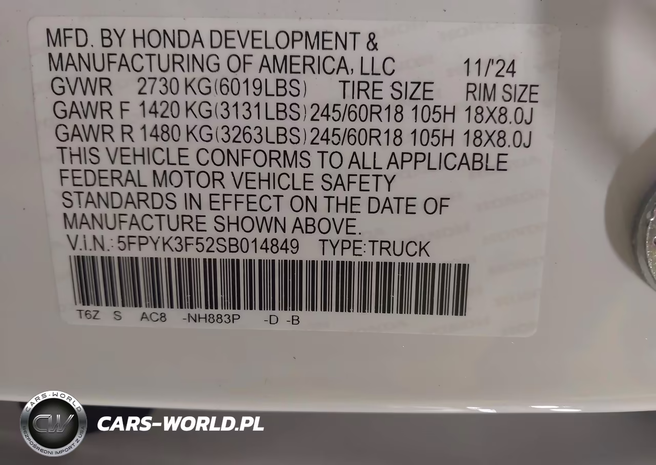 2025 Honda Ridgeline Rtl VIN:5FPYK3F52SB014849 - 9