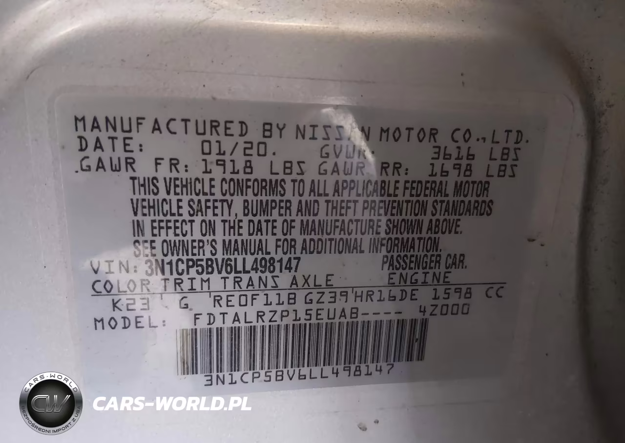 2020 Nissan Kicks S Xtronic Cvt VIN:3N1CP5BV6LL498147 - 9