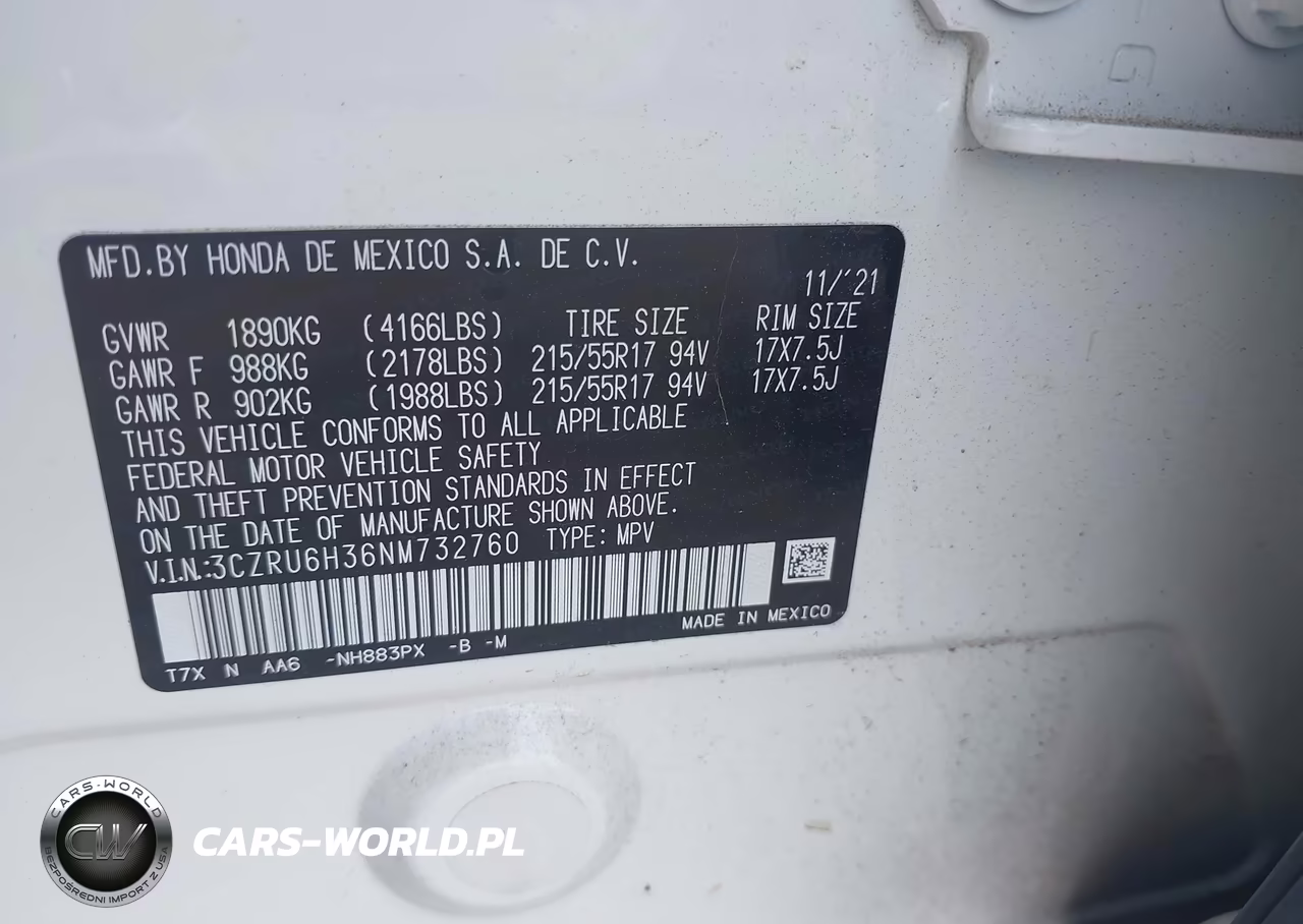 2022 Honda Hr-V Awd Lx VIN:3CZRU6H36NM732760 - 9