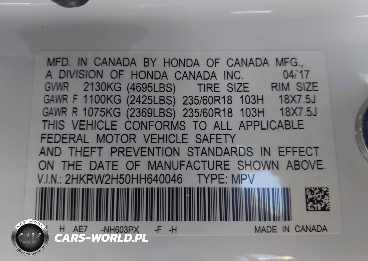 2017 Honda Cr-V Ex VIN:2HKRW2H50HH640046 - 9