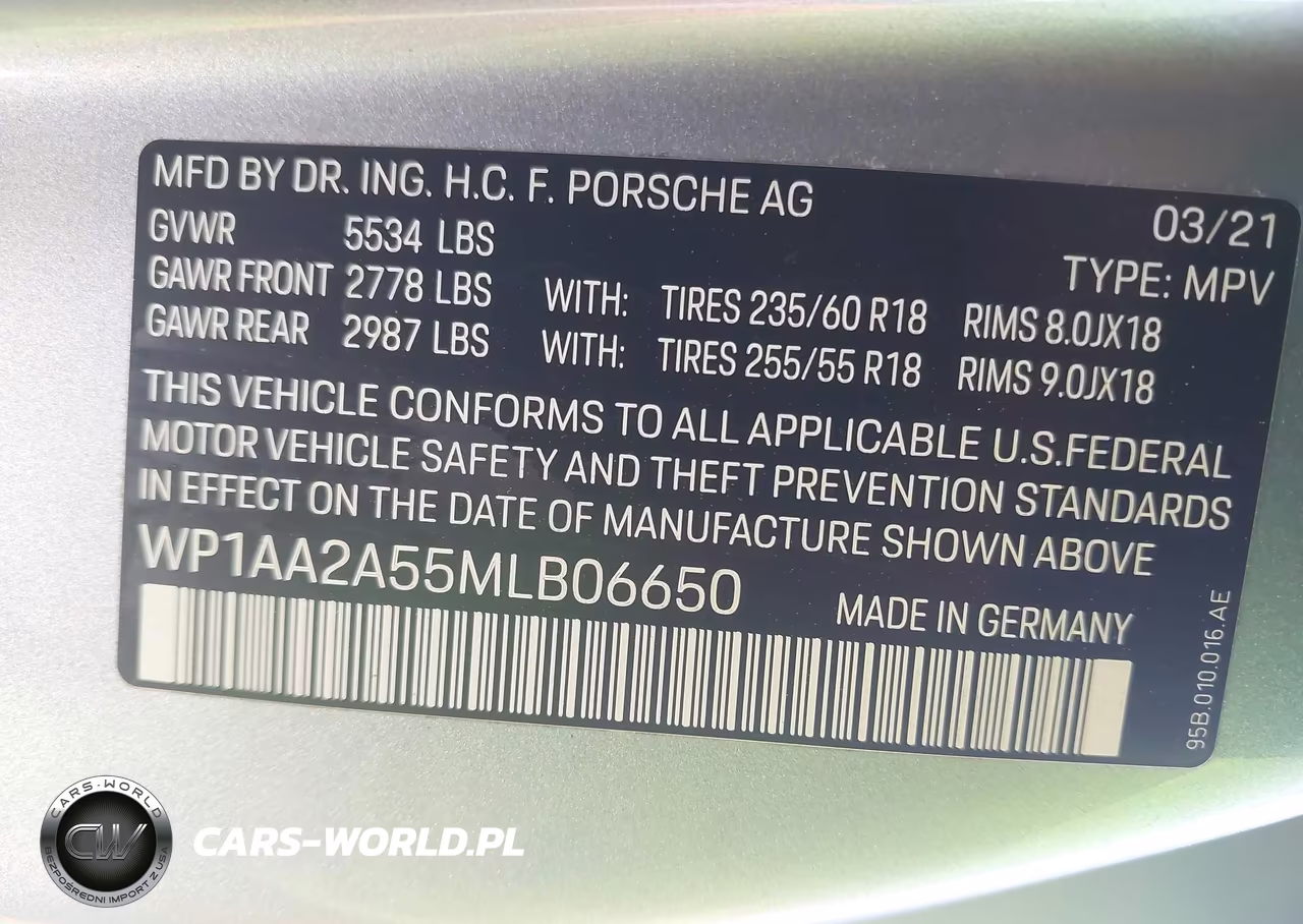 2021 Porsche Macan VIN:WP1AA2A55MLB06650 - 9