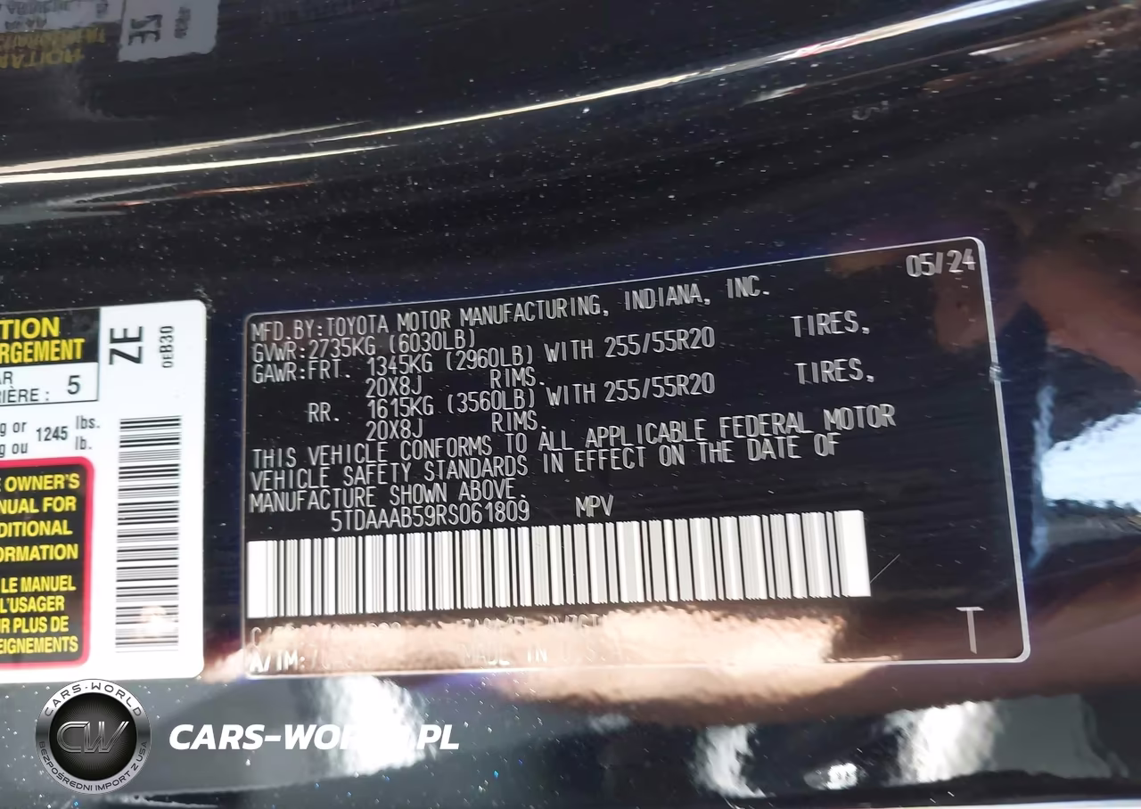 2024 Toyota Grand Highlander Limited VIN:5TDAAAB59RS061809 - 9
