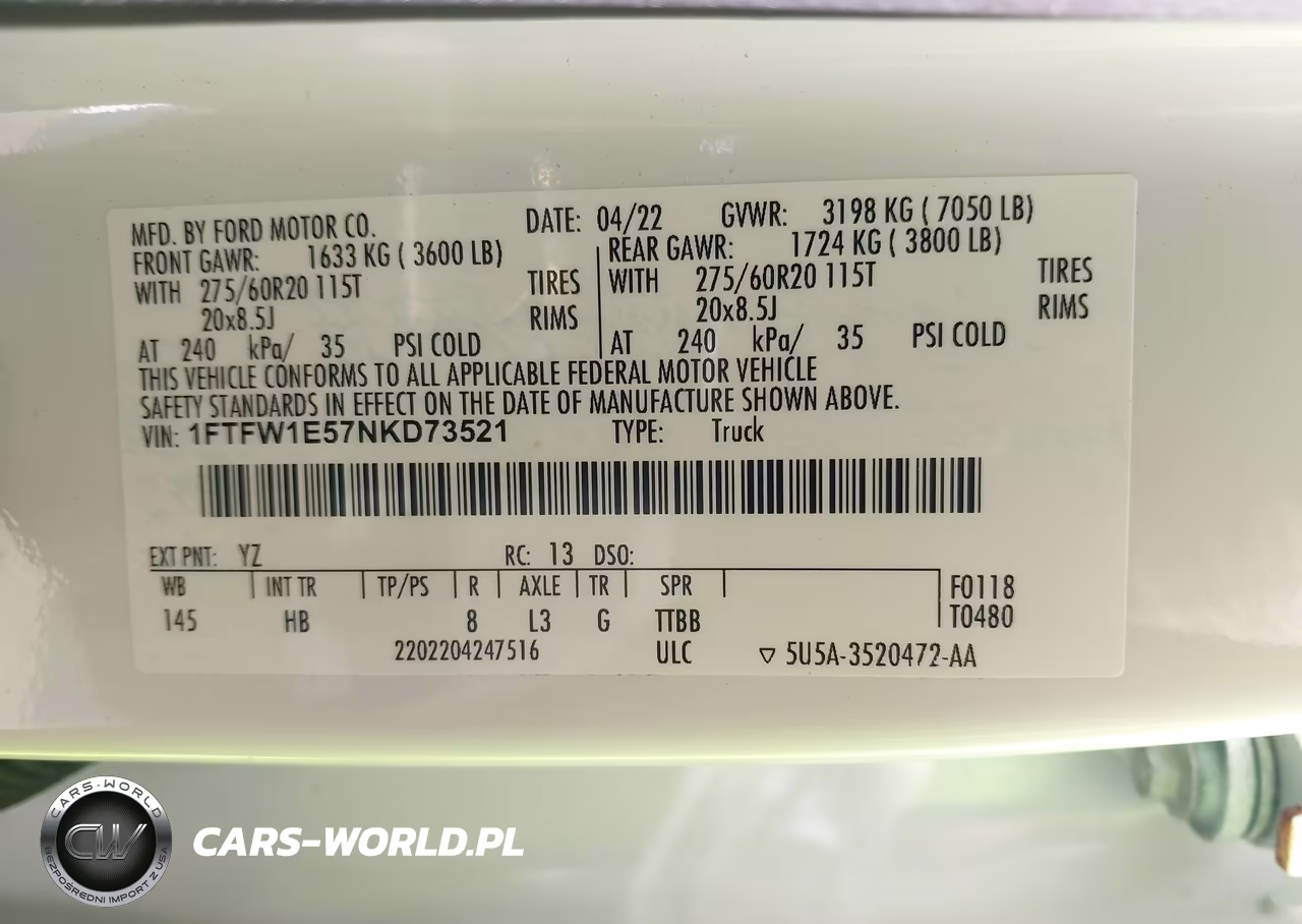 2022 Ford F-150 Lariat VIN:1FTFW1E57NKD73521 - 9