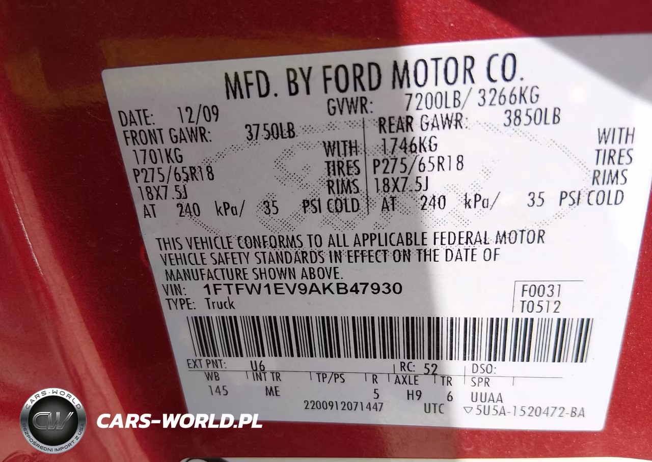 2010 Ford F-150 Fx4-Harley-Davidson-King Ranch-Lariat-Platinum-Xl-Xlt VIN:1FTFW1EV9AKB47930 - 9