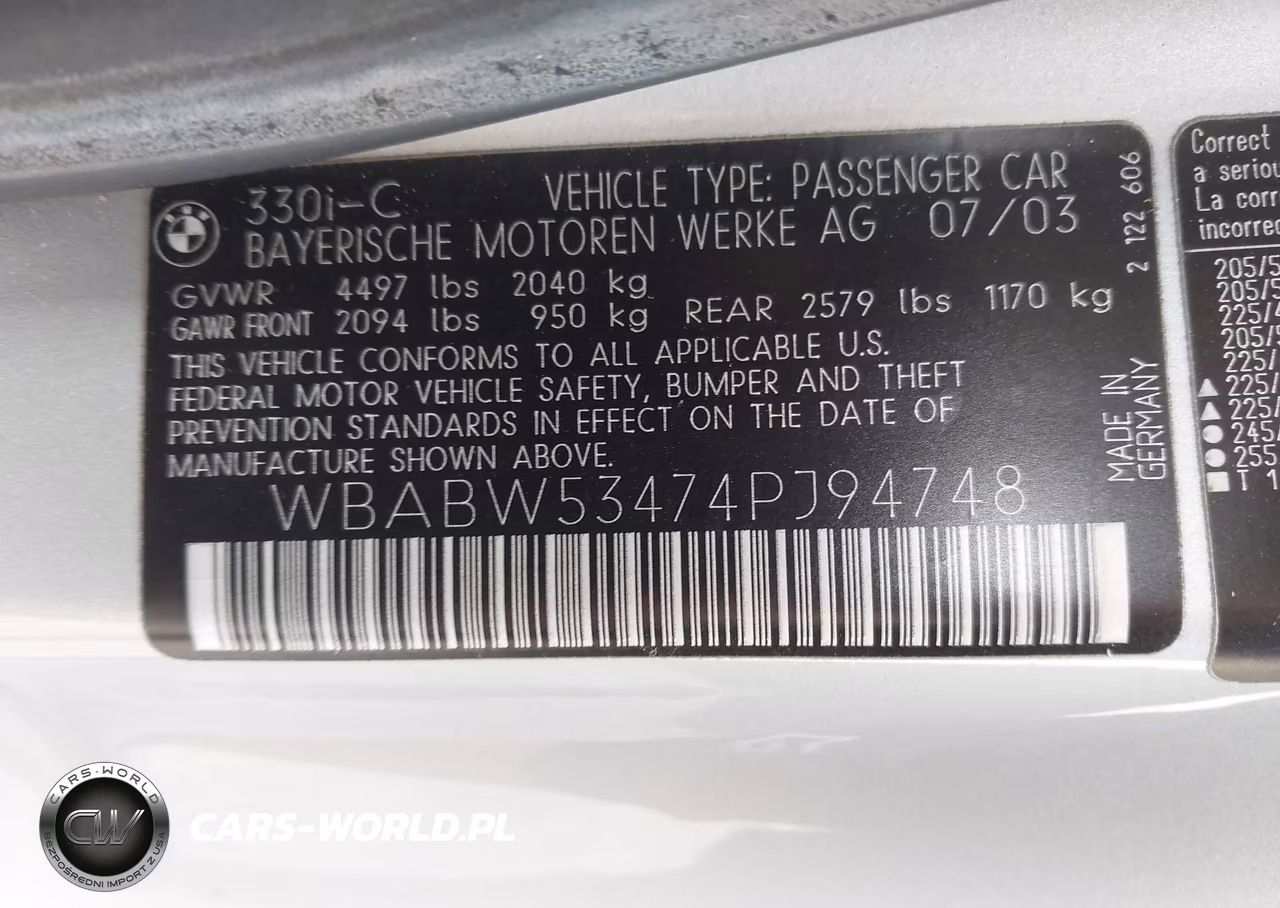 2004 BMW 330Ci VIN:WBABW53474PJ94748 - 9