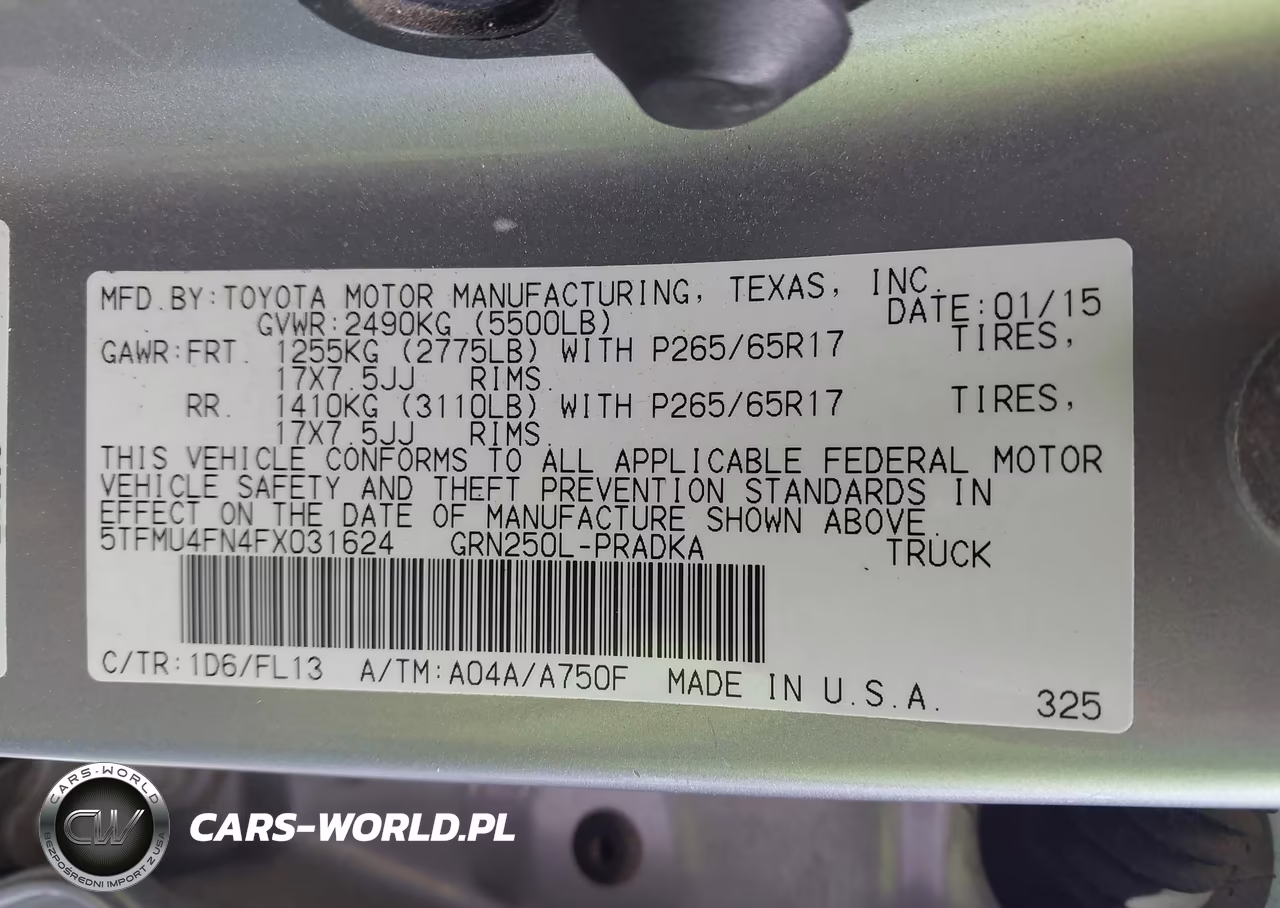 2015 Toyota Tacoma Base V6 VIN:5TFMU4FN4FX031624 - 9