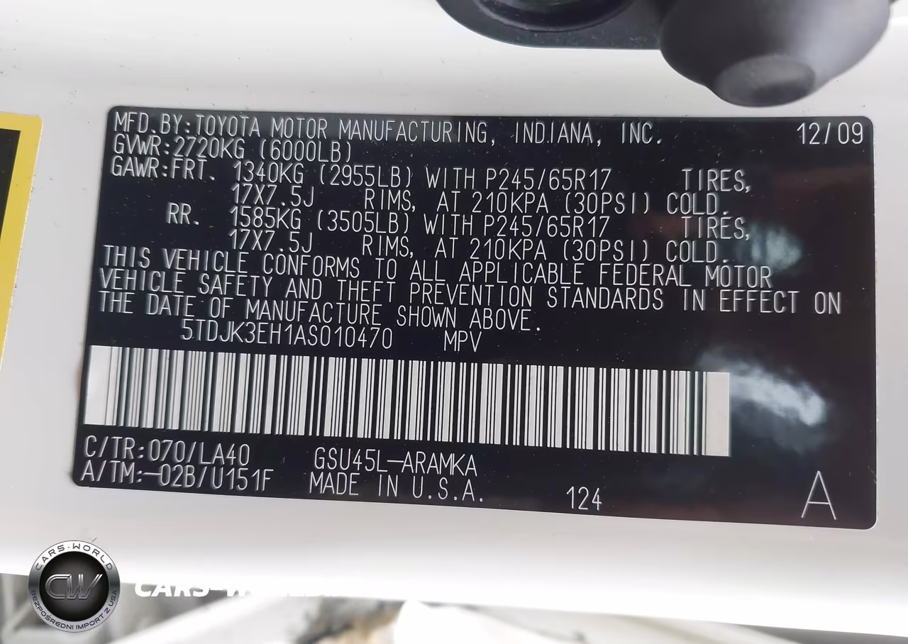 2010 Toyota Highlander Se V6 VIN:5TDJK3EH1AS010470 - 9