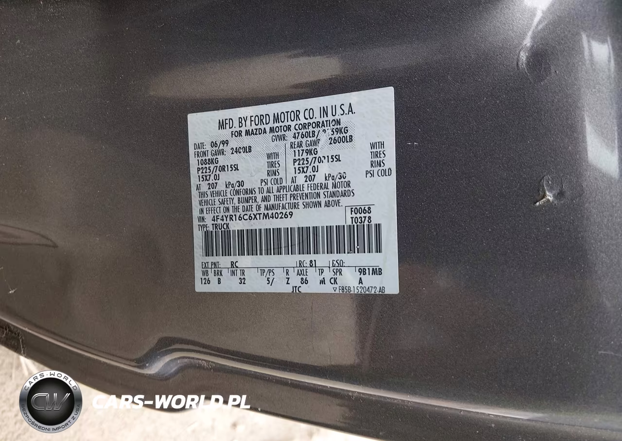 1999 Mazda B2500 Se VIN:4F4YR16C6XTM40269 - 9