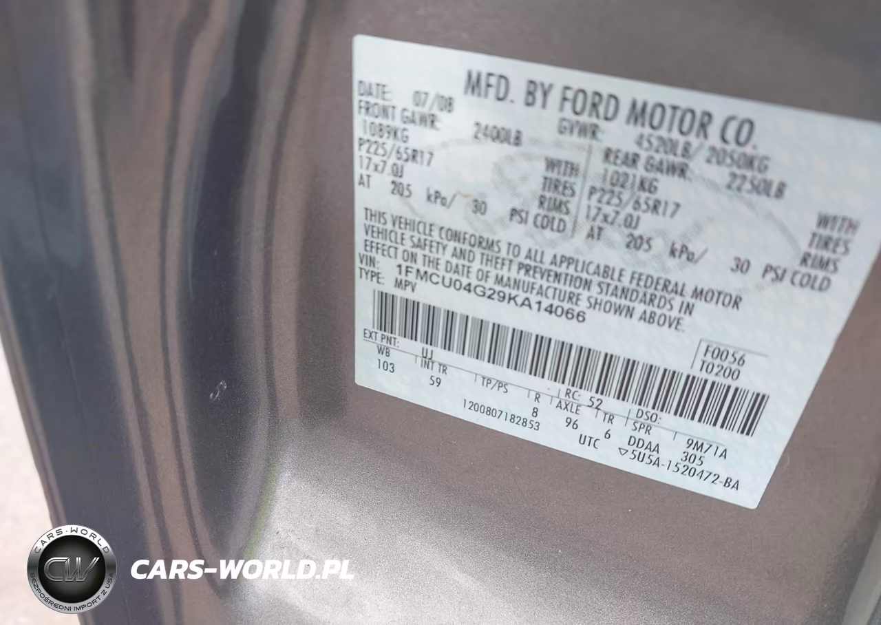 2009 Ford Escape Limited VIN:1FMCU04G29KA14066 - 9