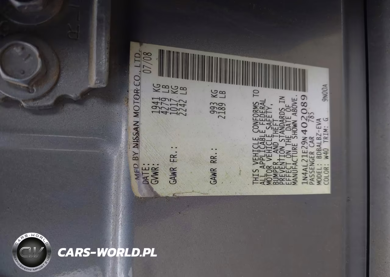 2009 Nissan Altima 2.5 S VIN:1N4AL21E29N402089 - 9