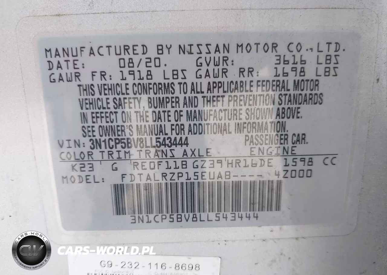 2020 Nissan Kicks S Xtronic Cvt VIN:3N1CP5BV8LL543444 - 9