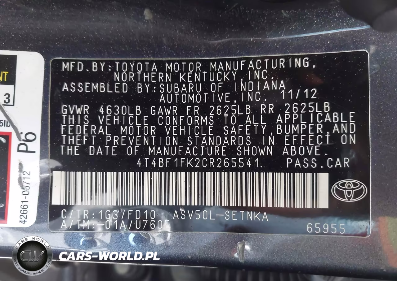 2012 Toyota Camry Le VIN:4T4BF1FK2CR265541 - 9