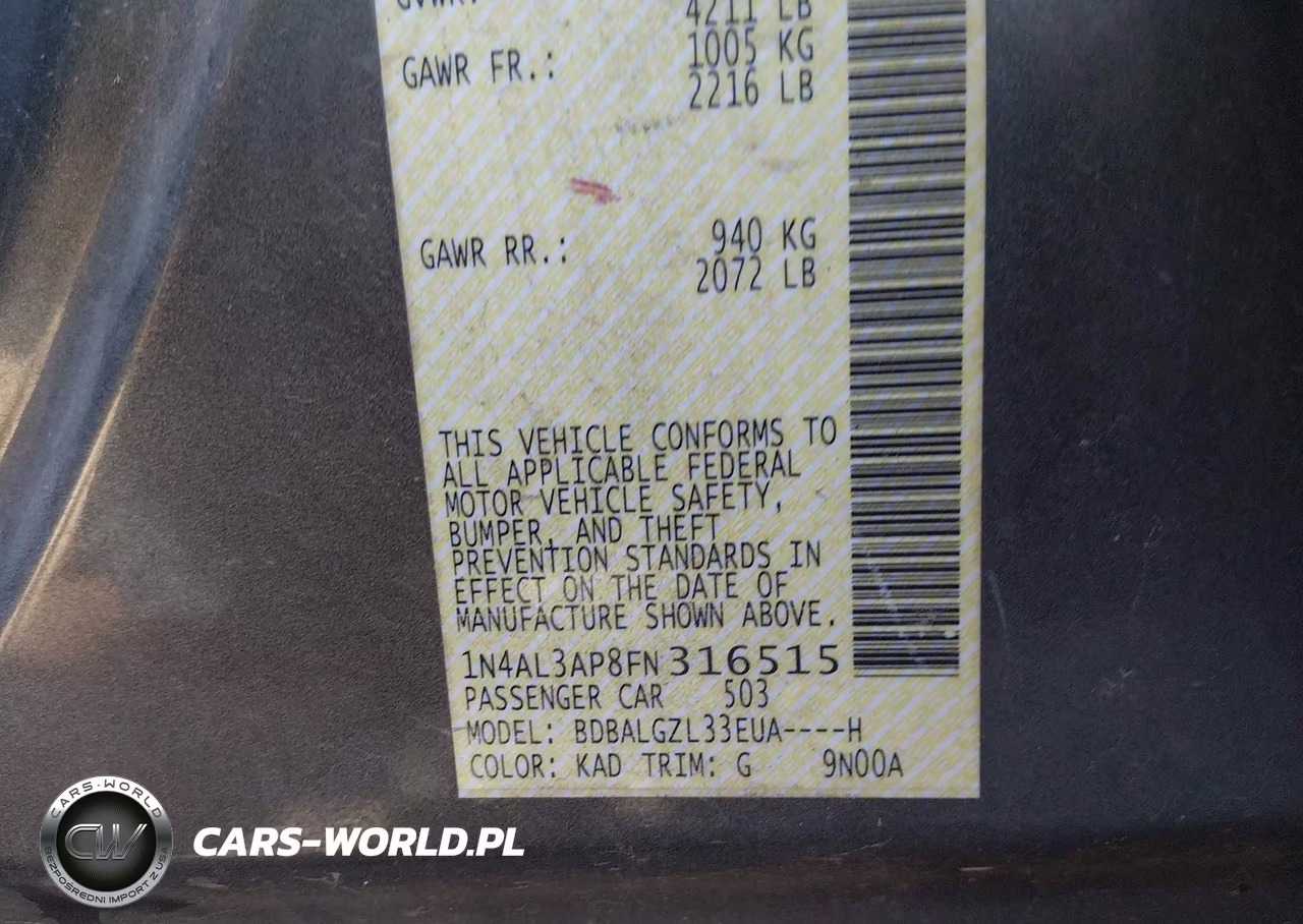 2015 Nissan Altima 2.5 S VIN:1N4AL3AP8FN316515 - 9