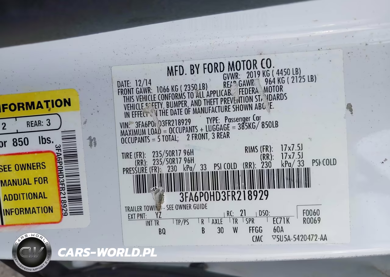 2015 Ford Fusion Se VIN:3FA6P0HD3FR218929 - 9
