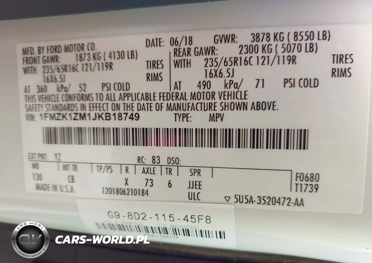 2018 Ford Transit-150 Xl VIN:1FMZK1ZM1JKB18749 - 9