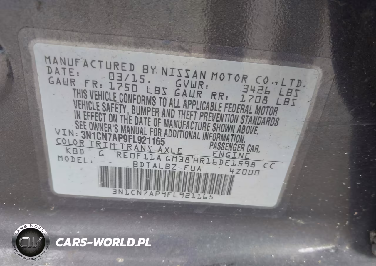 2015 Nissan Versa 1.6 Sv VIN:3N1CN7AP9FL921165 - 9
