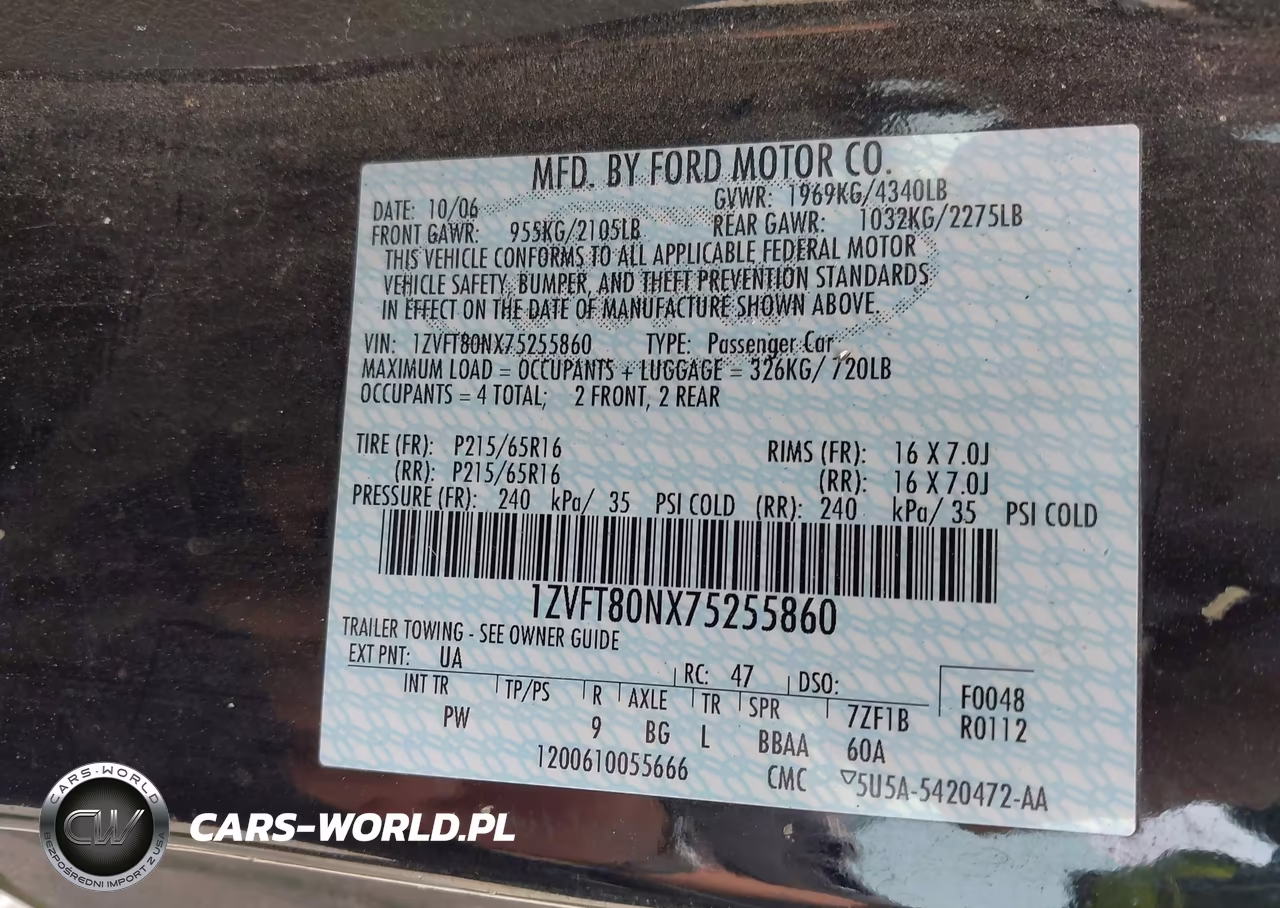 2007 Ford Mustang V6 Deluxe-V6 Premium VIN:1ZVFT80NX75255860 - 9
