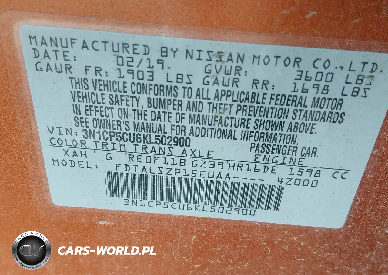 2019 Nissan Kicks Sv VIN:3N1CP5CU6KL502900 - 9