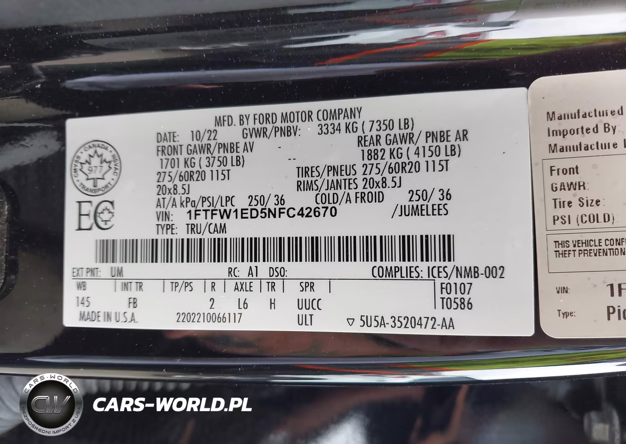 2022 Ford F-150 Xlt VIN:1FTFW1ED5NFC42670 - 9