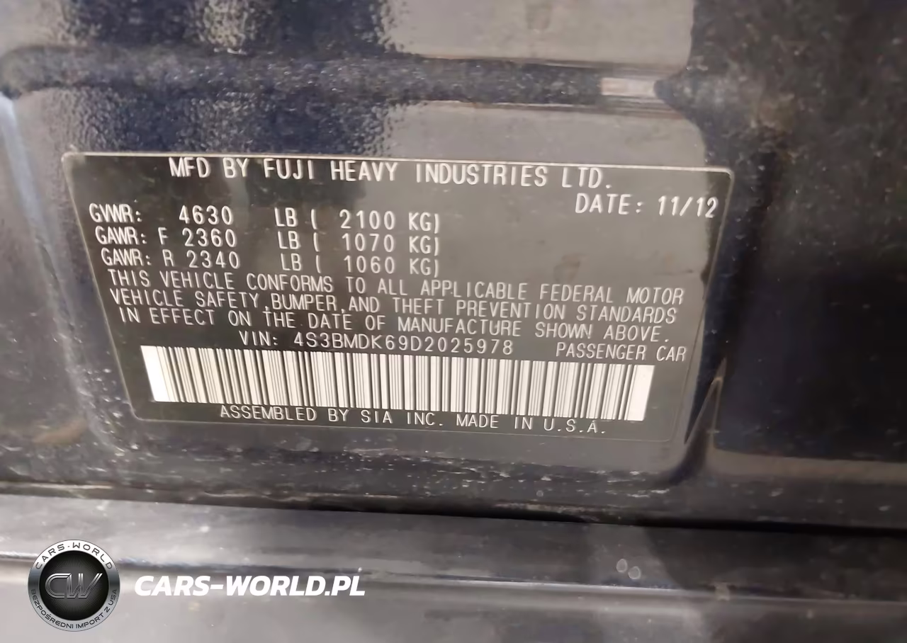 2013 Subaru Legacy 3.6R Limited VIN:4S3BMDK69D2025978 - 9