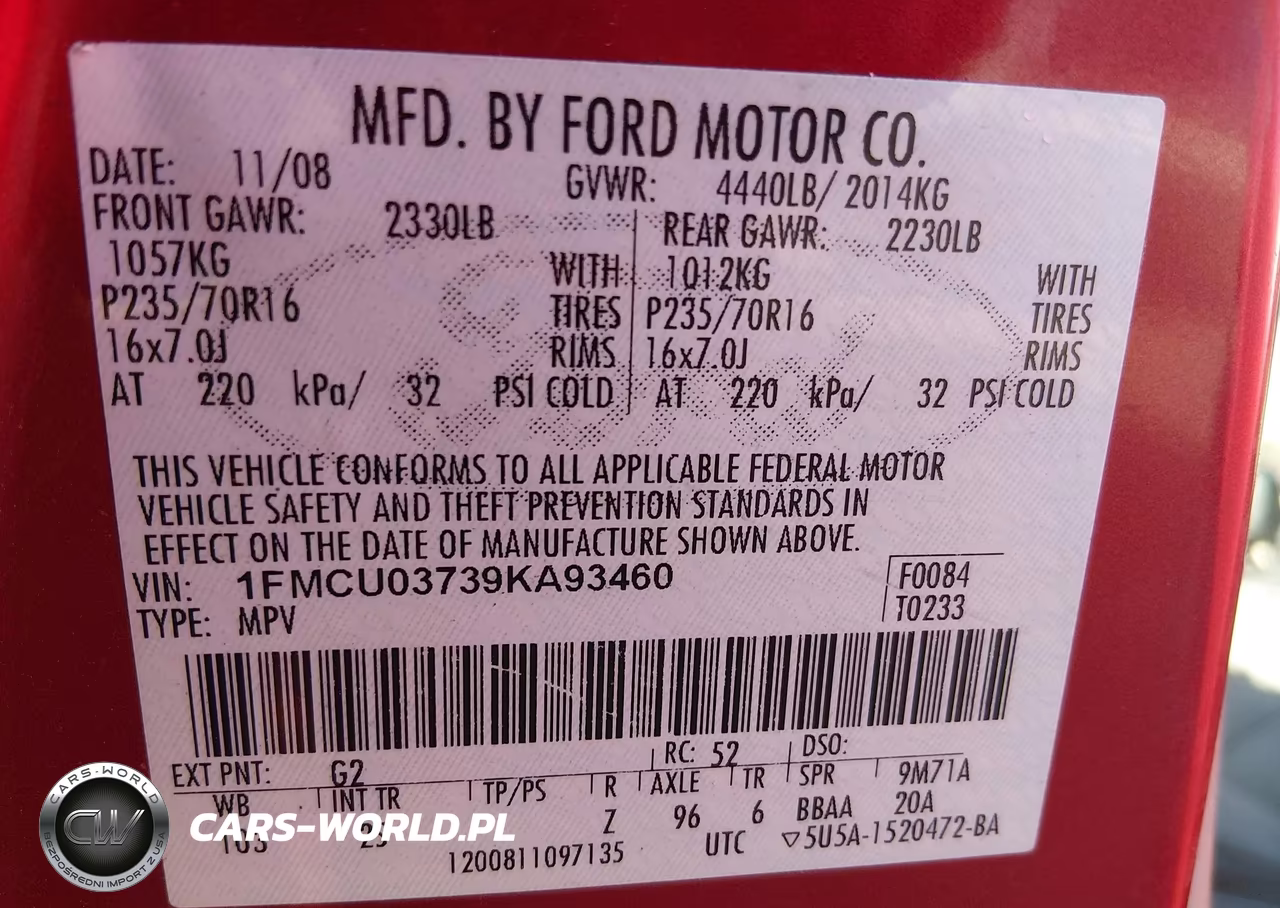 2009 Ford Escape Xlt VIN:1FMCU03739KA93460 - 9