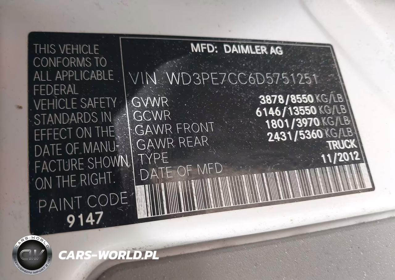 2013 Mercedes-Benz Sprinter 2500 Normal Roof VIN:WD3PE7CC6D5751251 - 9