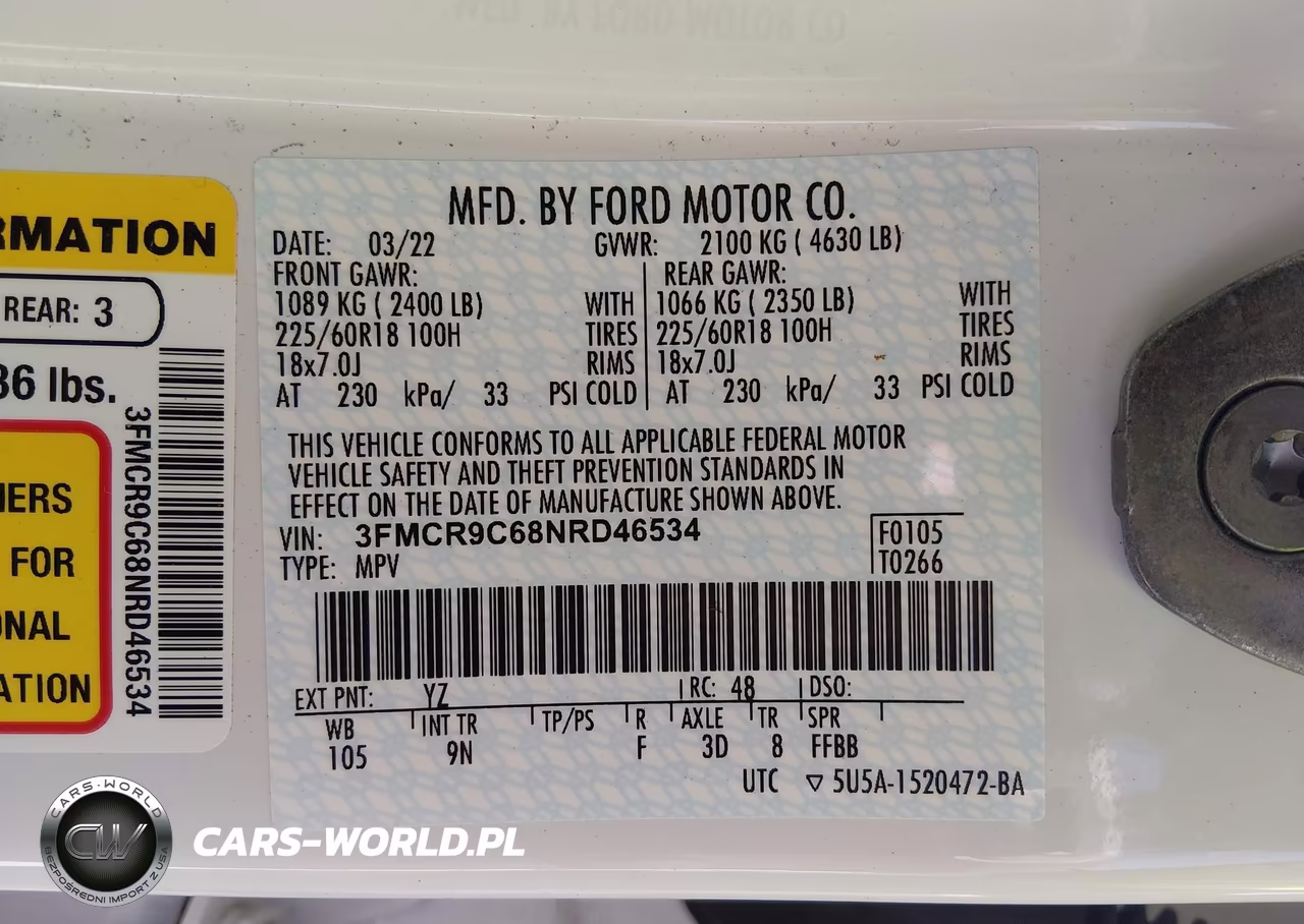 2022 Ford Bronco Sport Outer Banks VIN:3FMCR9C68NRD46534 - 9