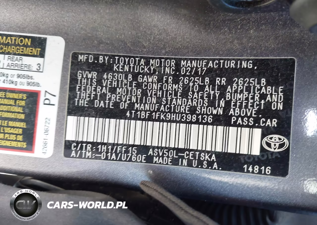 2017 Toyota Camry Se VIN:4T1BF1FK9HU398136 - 9