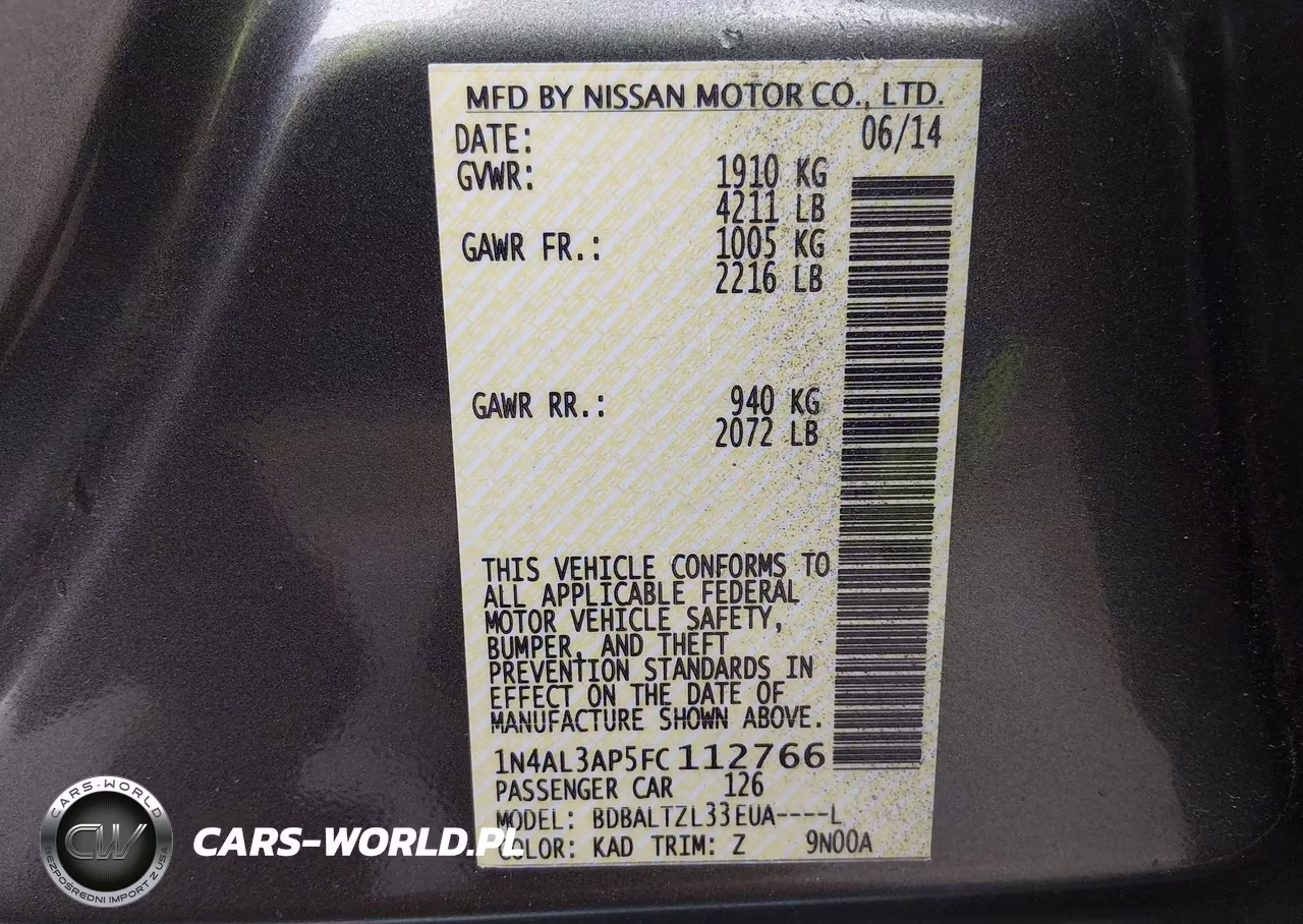 2015 Nissan Altima 2.5 Sl VIN:1N4AL3AP5FC112766 - 9