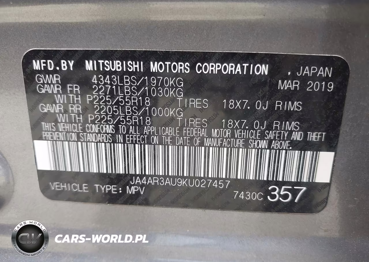2019 Mitsubishi Outlander Sport 2.0 Se VIN:JA4AR3AU9KU027457 - 9