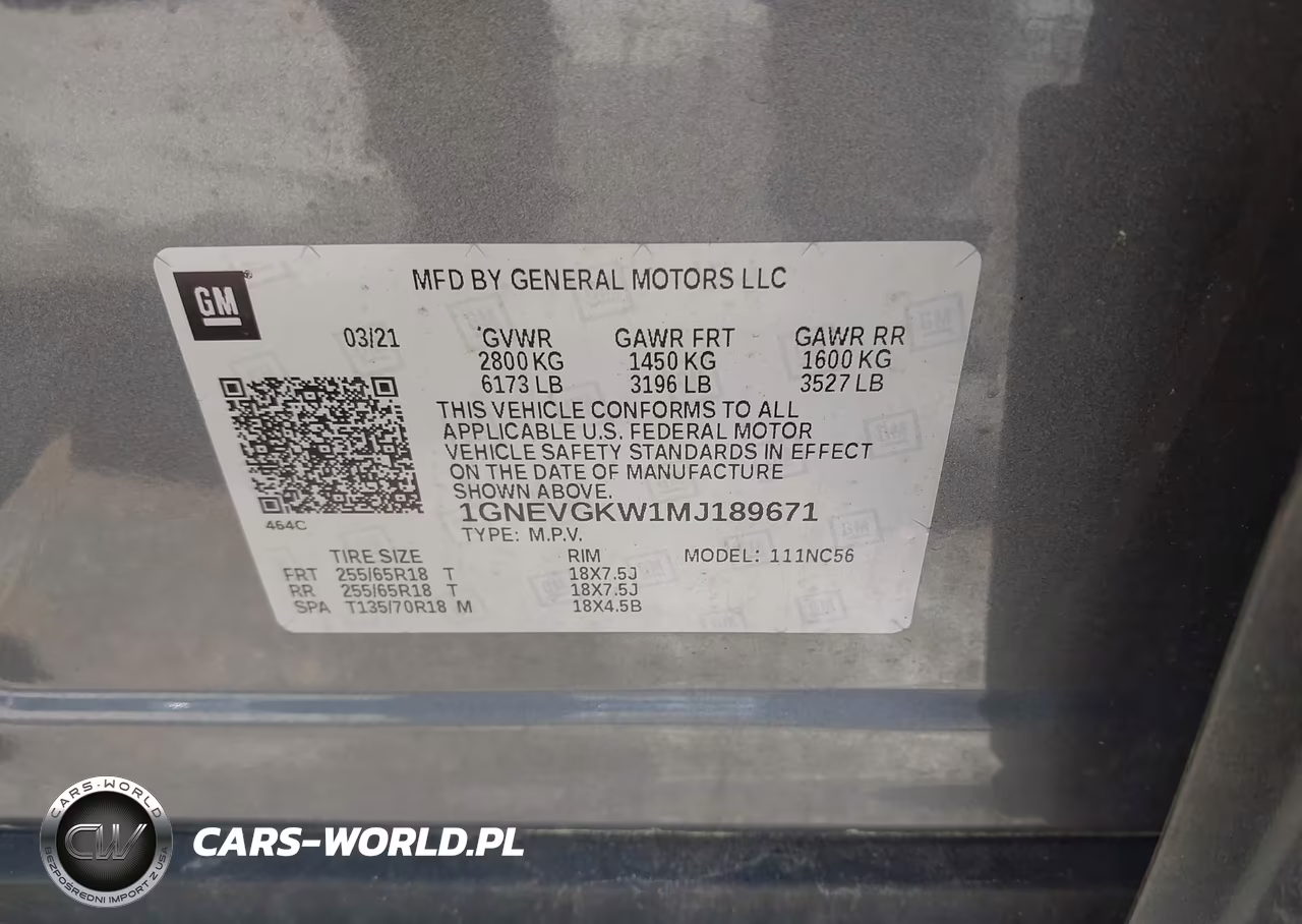2021 Chevrolet Traverse Awd Lt Cloth VIN:1GNEVGKW1MJ189671 - 9