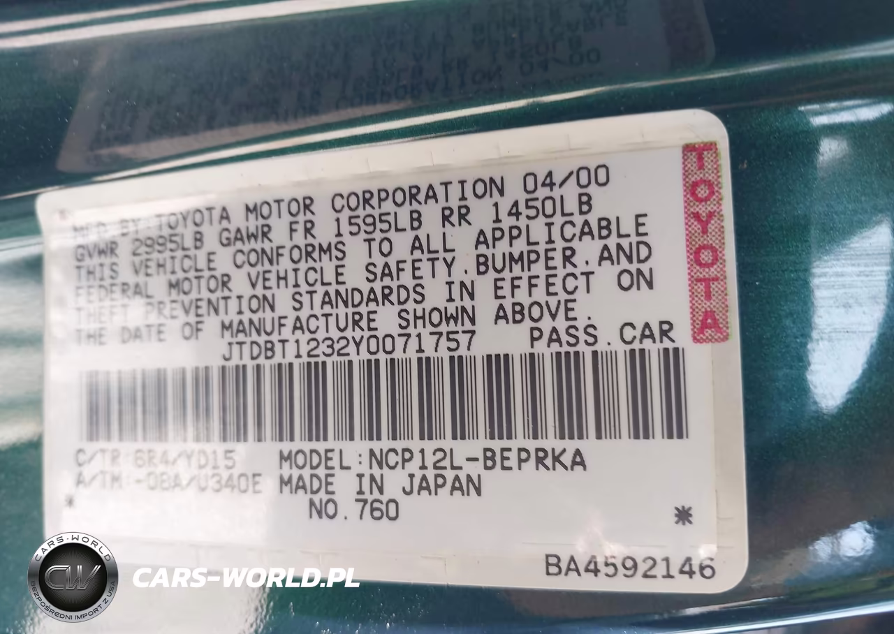 2000 Toyota Echo VIN:JTDBT1232Y0071757 - 9