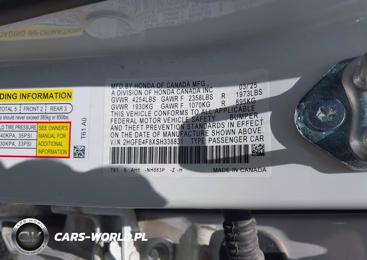 2025 Honda Civic Hybrid Sport-Sport Touring VIN:2HGFE4F8XSH338831 - 9
