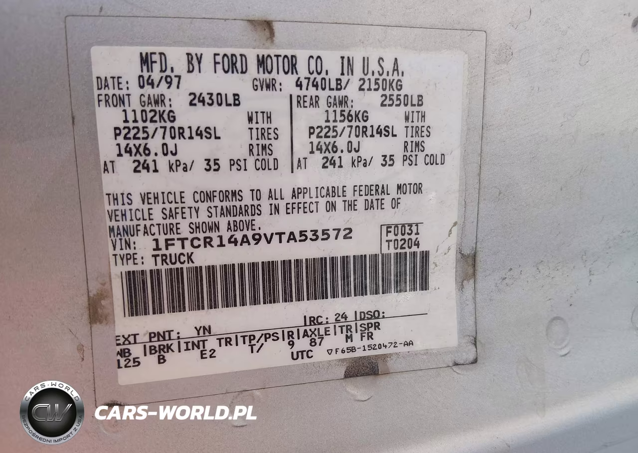 1997 Ford Ranger Xl-Xlt VIN:1FTCR14A9VTA53572 - 9