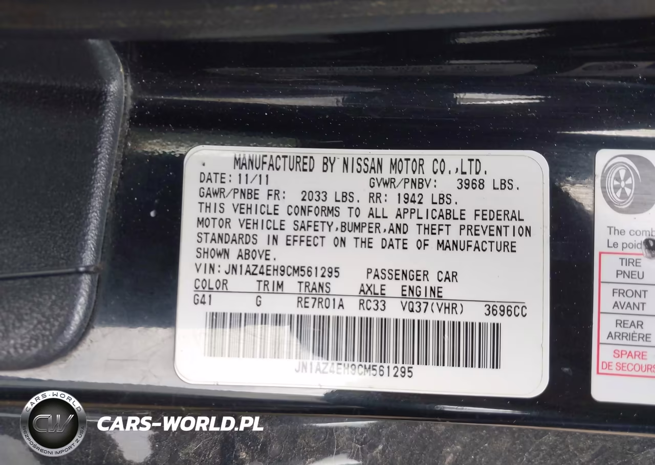 2012 Nissan 370Z Touring VIN:JN1AZ4EH9CM561295 - 9