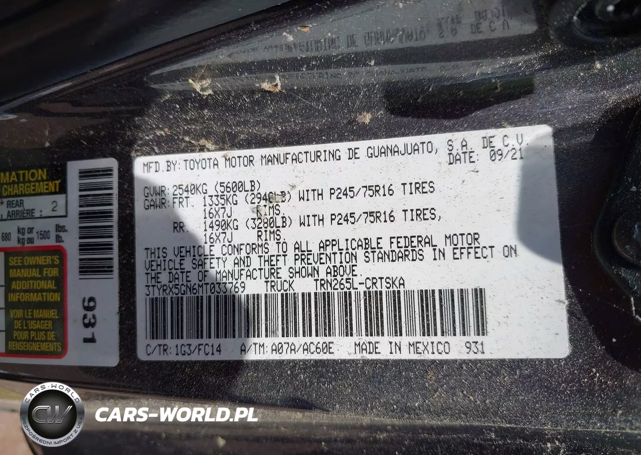 2021 Toyota Tacoma Sr5 VIN:3TYRX5GN6MT033769 - 9
