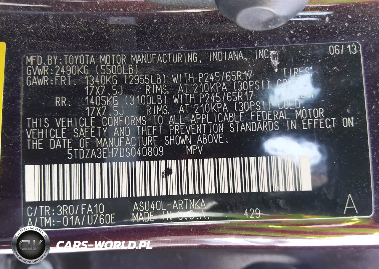2013 Toyota Highlander Base Plus VIN:5TDZA3EH7DS040809 - 9