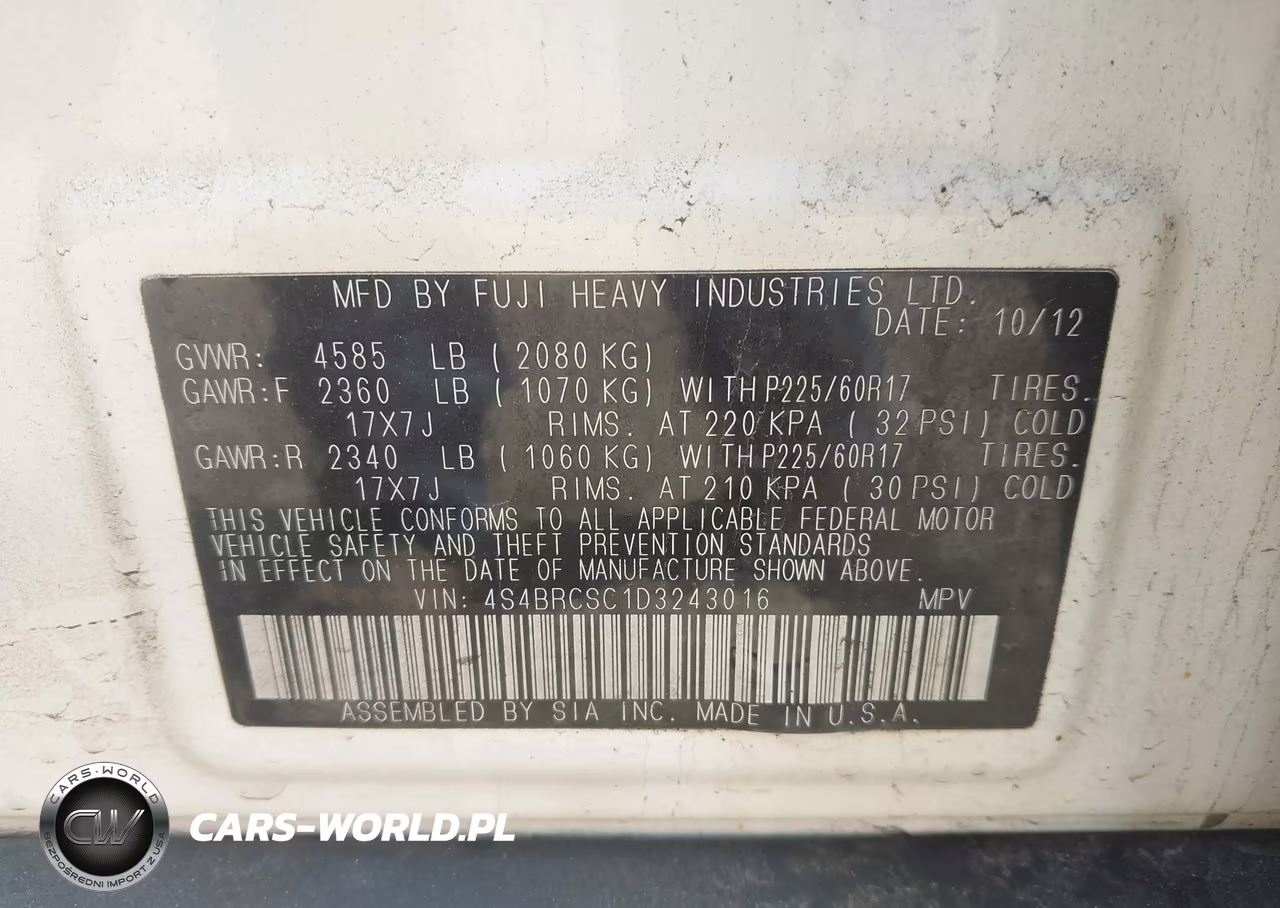 2013 Subaru Outback 2.5I Limited VIN:4S4BRCSC1D3243016 - 9