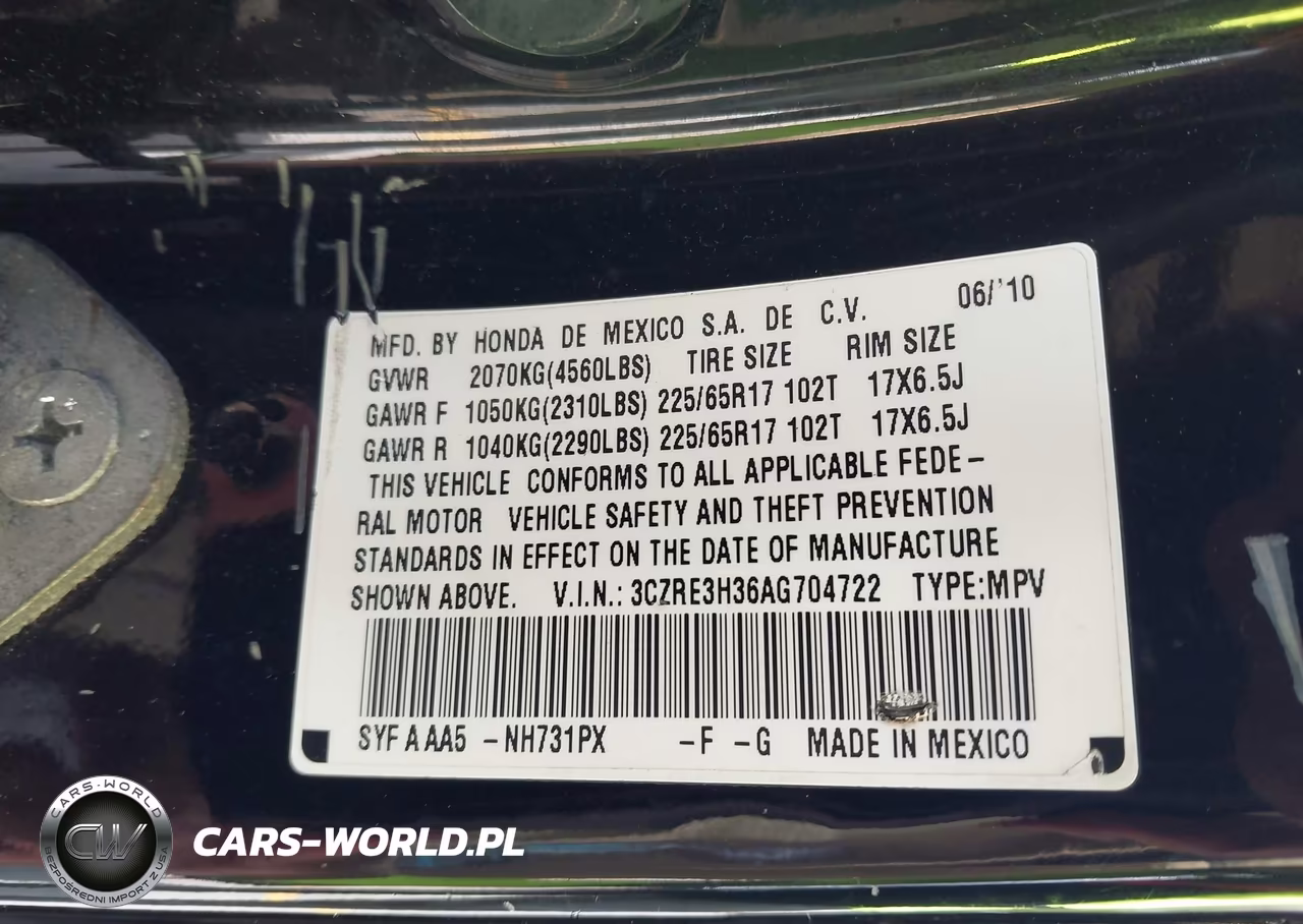 2010 Honda Cr-V Lx VIN:3CZRE3H36AG704722 - 9