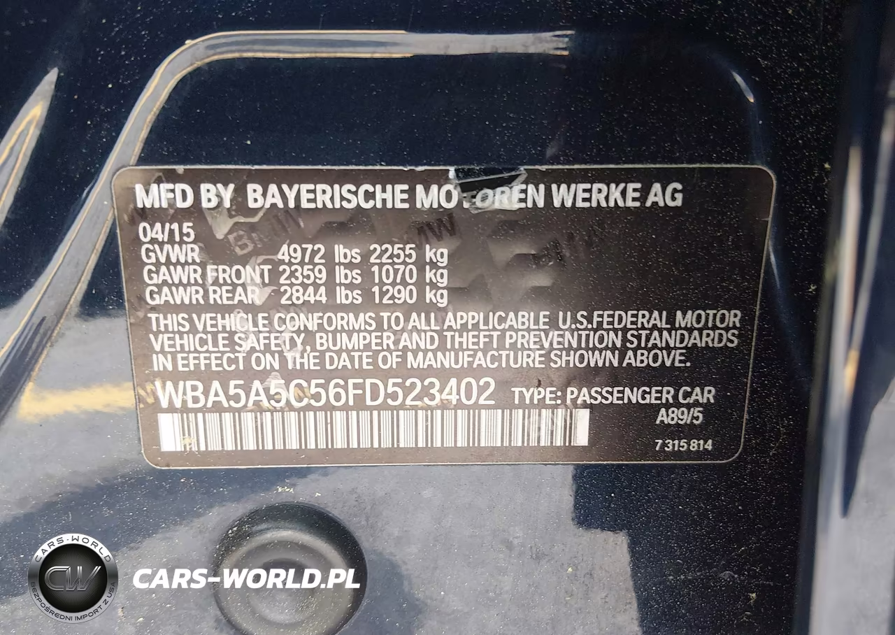2015 BMW 528I VIN:WBA5A5C56FD523402 - 9