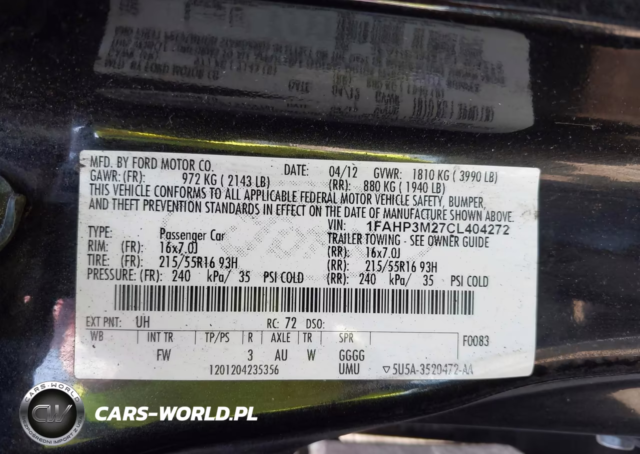 2012 Ford Focus Sel VIN:1FAHP3M27CL404272 - 9