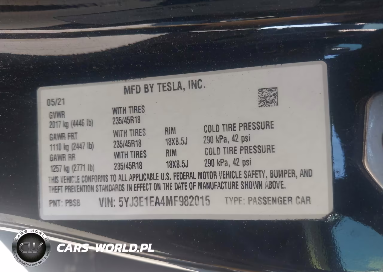 2021 Tesla Model 3 Standard Range Plus Rear-Wheel Drive VIN:5YJ3E1EA4MF982015 - 9