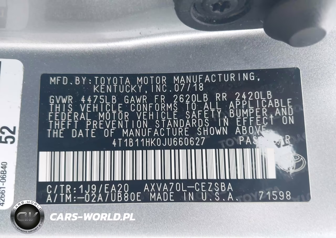 2018 Toyota Camry Se VIN:4T1B11HK0JU660627 - 9