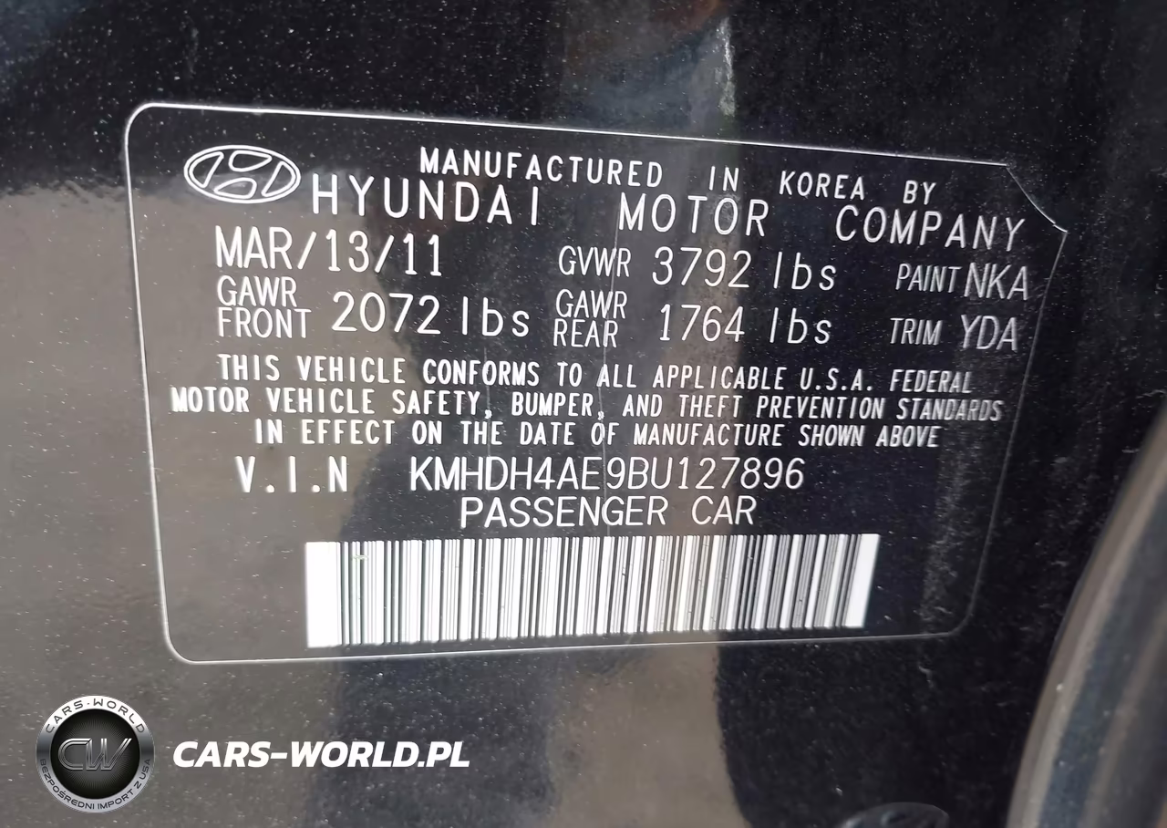 2011 Hyundai Elantra Gls (Ulsan Plant) VIN:KMHDH4AE9BU127896 - 9