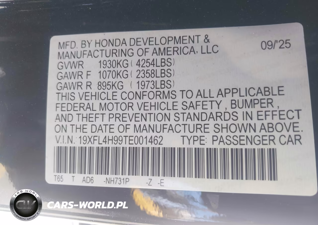 2026 Honda Civic Hybrid Sport Touring VIN:19XFL4H99TE001462 - 9