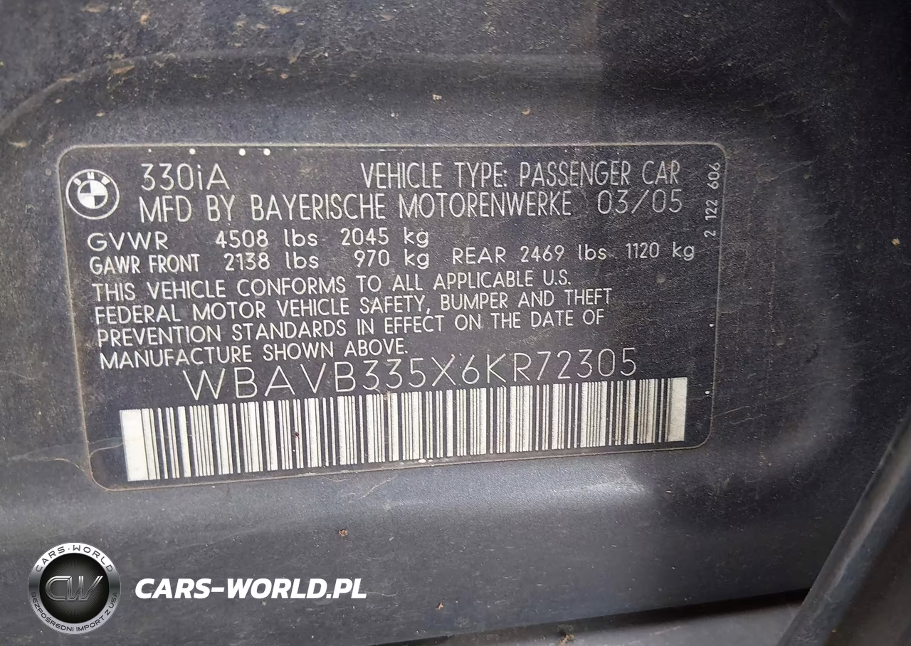 2006 BMW 330I VIN:WBAVB335X6KR72305 - 9